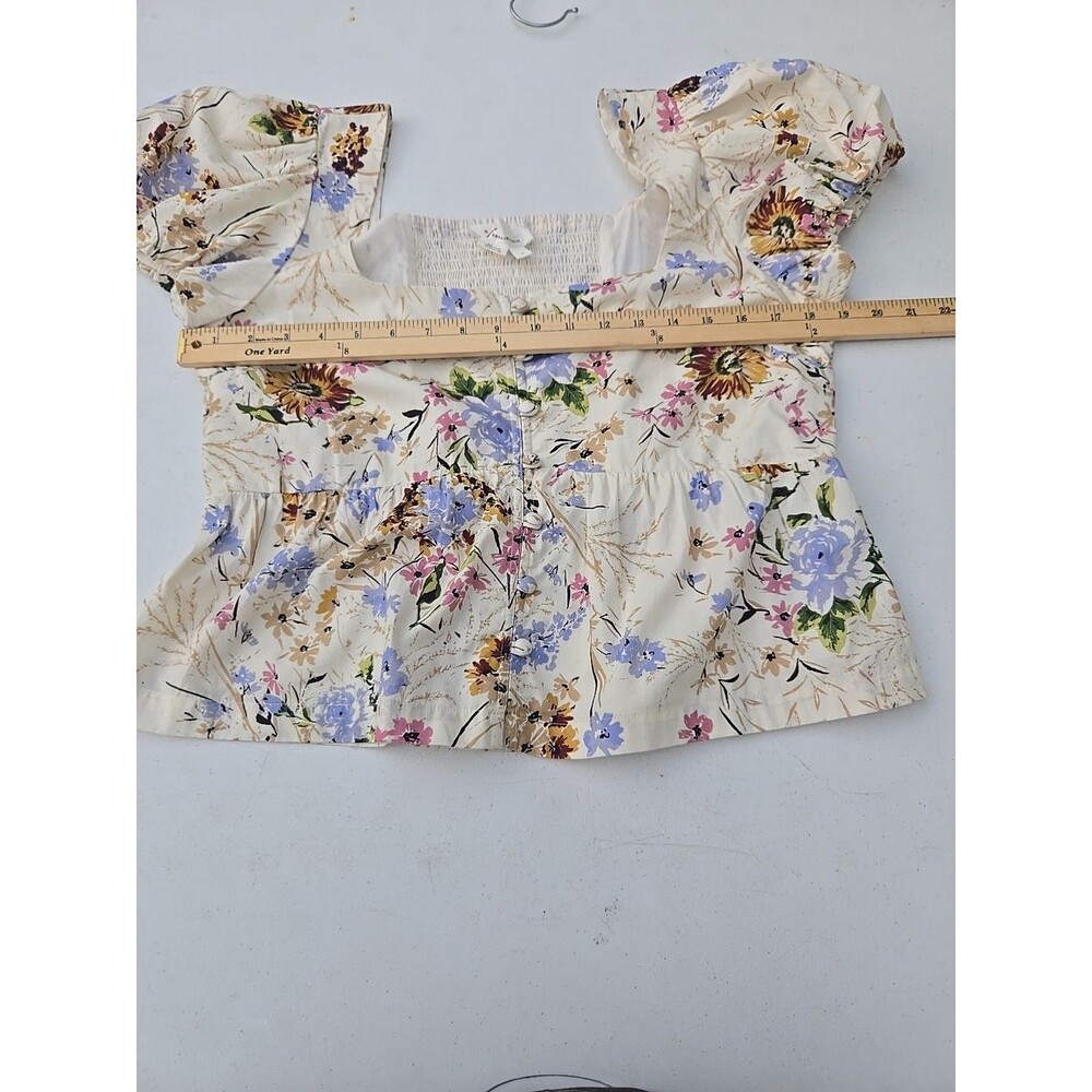by Anthropologie Floral Corset Smocked Back Size Medium - Picture 8 of 11